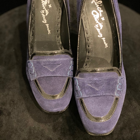 ALICE + OLIVIA Suede Platform Wedge Loafer - Navy - Picture 6 of 13